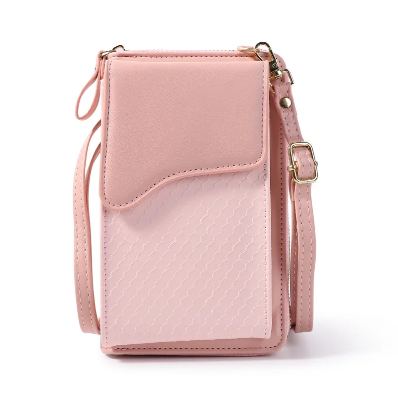 

2021 new women PU snakeskin shoulder Cross body mobile phone bag multifunction single shoulder bag, 14 colors