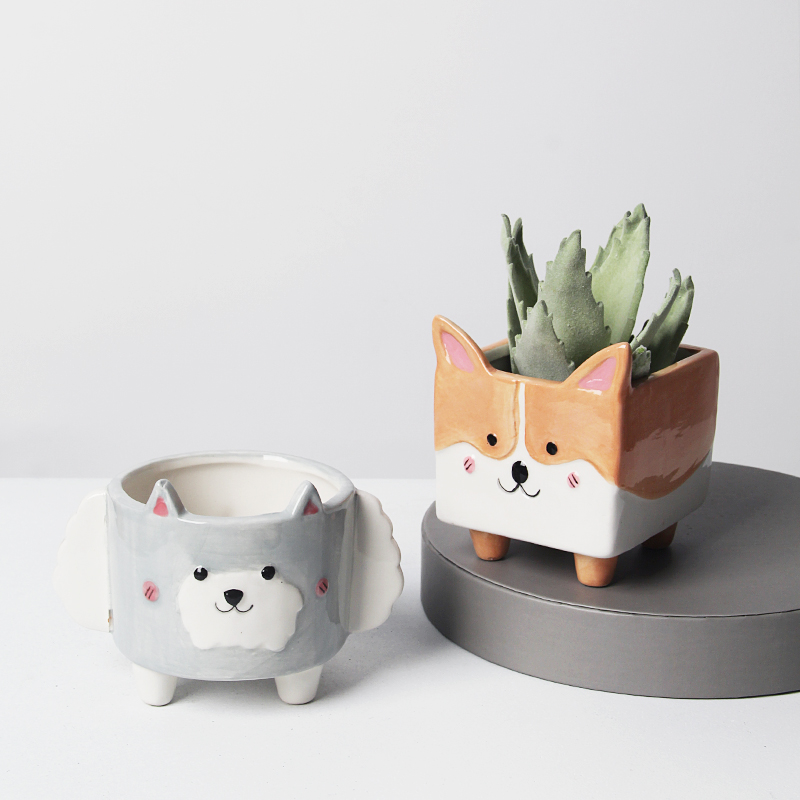 

Hot Sale Cute Corgi Animal Flower Pot