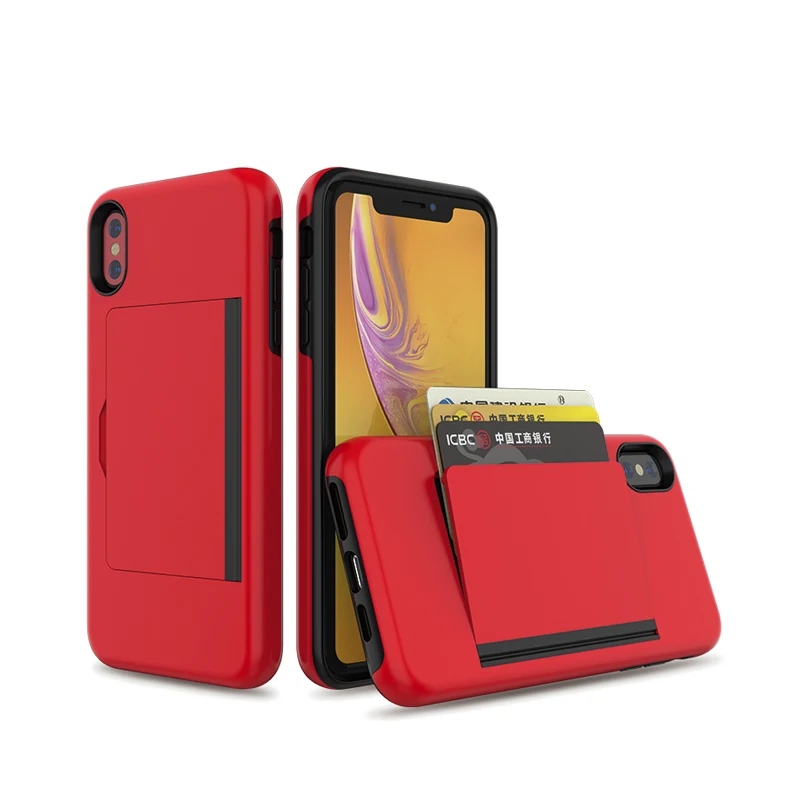 

For iPhone 12 Pro Case With Credit Hidden Card Holder Mobile Phone Case Cover Custom Tpu+Pc Case For iPhone X/Xs/Xr