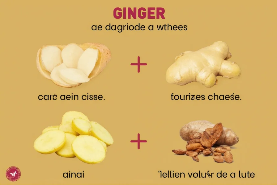 Fresh jengibre root displayed alongside ground ginger powder