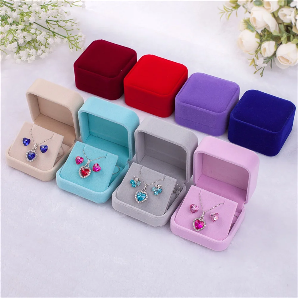 

HPXmas Fashion Jewelry Gift Packaging Necklace Box Jewelry Set Velvet Box Stud Earrings Box Wholesale