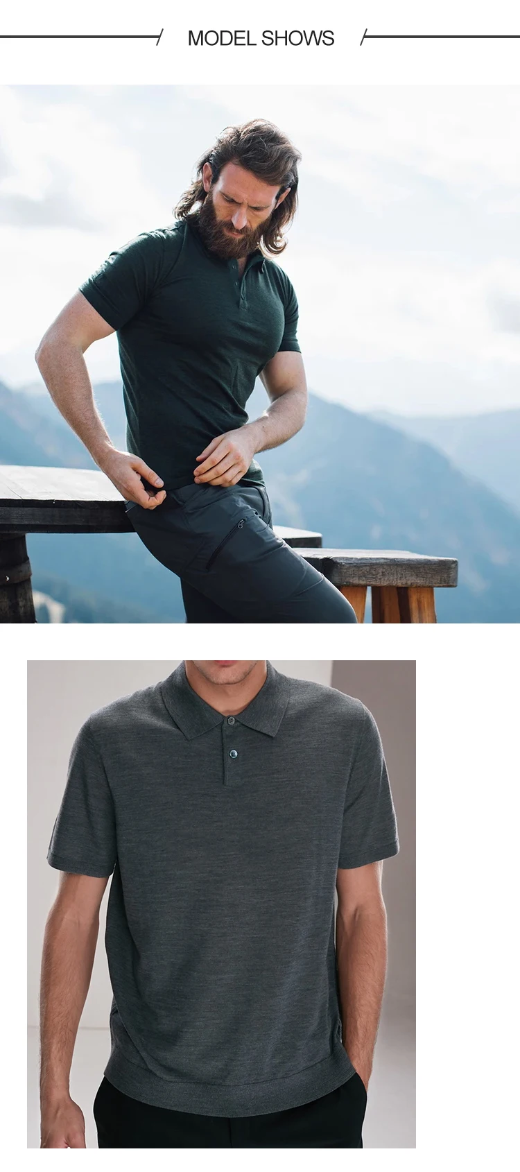 Enerup 100% merino wool polyester coolmax golf camisas camisetas polo suit tops t-shirt