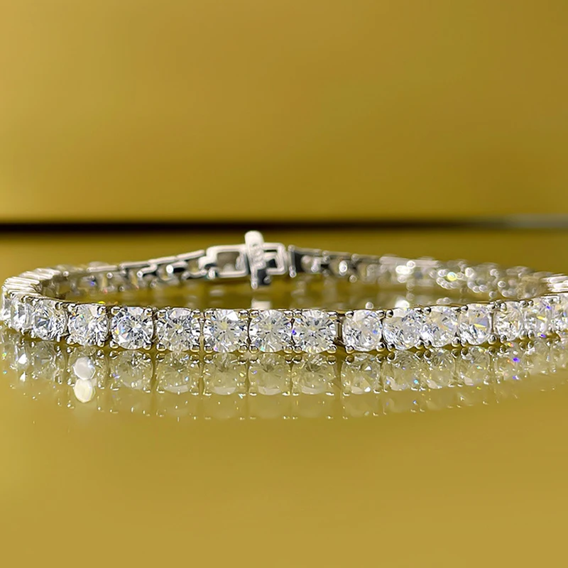 

New style 925 sterling silver zircon bracelet full diamond ins style 4*4mm row diamond bracelet female