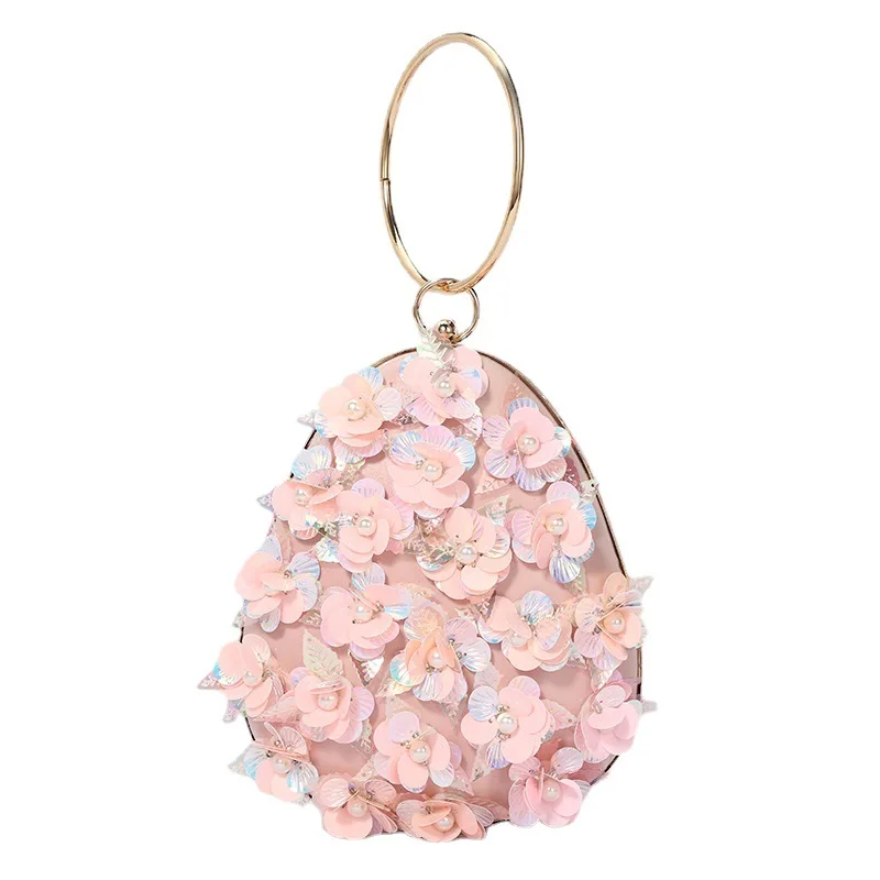 

New product handmade pretty evening bag flowers pink wedding party bags handbags for ladies