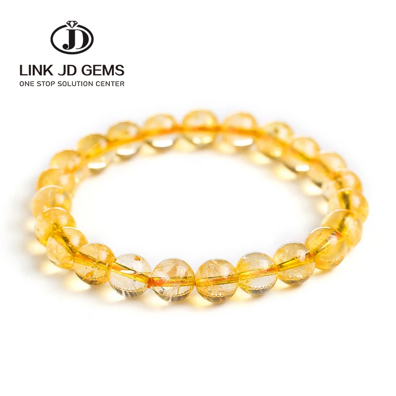 

JD Full Size Natural Jewelry Yellow Citrines Stone Quartz Loose beads Bracelet Charms Yoga Men and Women Meditation Amulet