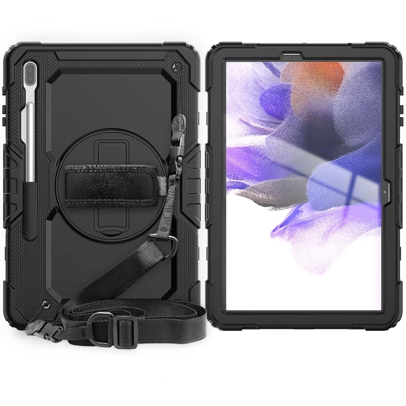 

2021 New Arrivals Tablet Case For Samsung Galaxy Tab S7 FE Shockproof PC Protective Case with Holder Shoulder Strap