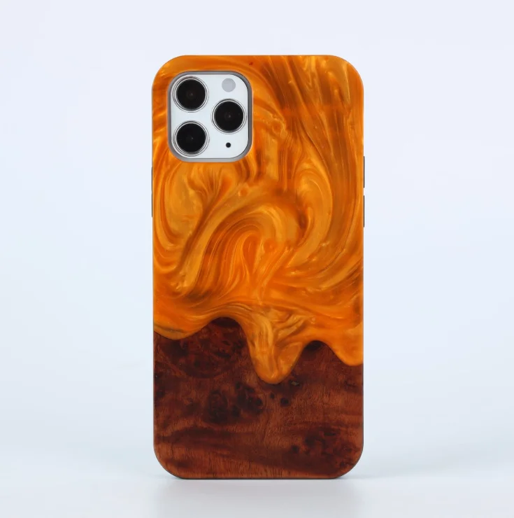 

Real Nature Resin Wood Protective Phone Case For iPhone 12 Resin Wooden Case