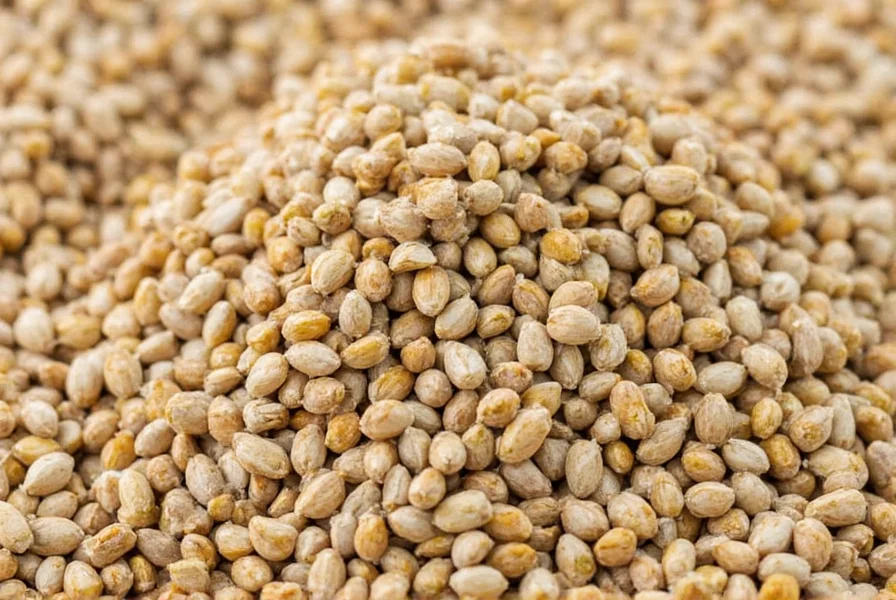 Cumin seeds next to coriander seeds for comparison