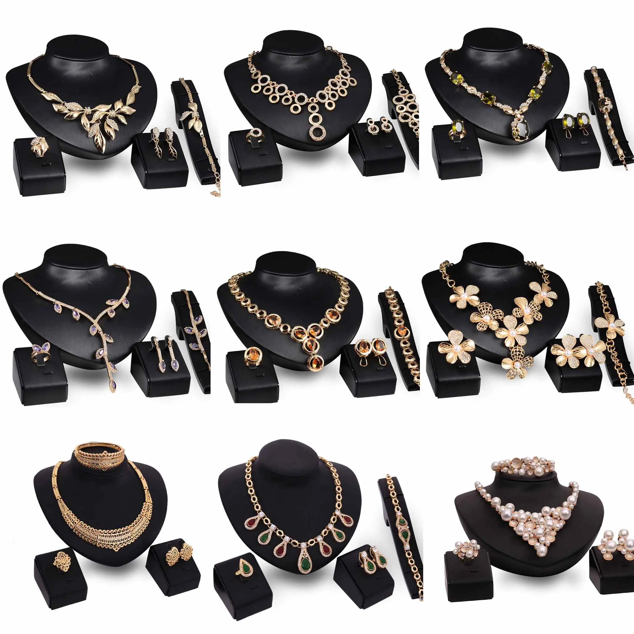

CLARMER Wholesales Fashion Women Jewelry Set 18k Gold plated African Bridal Jewelry Set