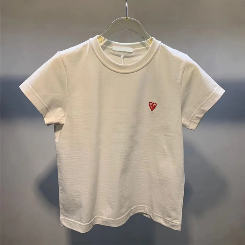 

summer new love embroidery short sleeve100% cotton T-shirt