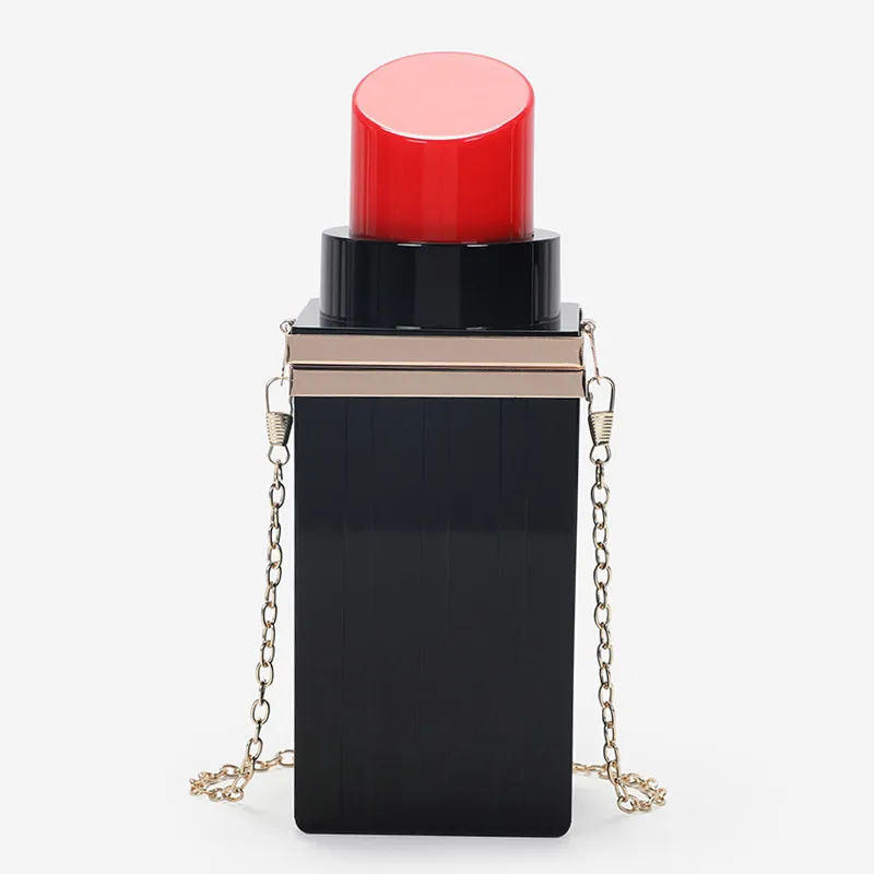 

unique design luxury money fashion party clutch bag wedding purse 2021 trendy acrylic black lipstick shape evening bag for women