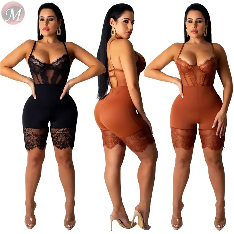 9101609 latest design spaghetti strap lace corset sexy Sexy Jumpsuits And Rompers Women 2020