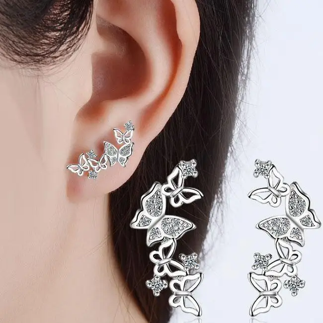 

CAOSHI 2020 design wedding engagement bridal ear ring exquisite 925 silver butterfly ear climbers earring