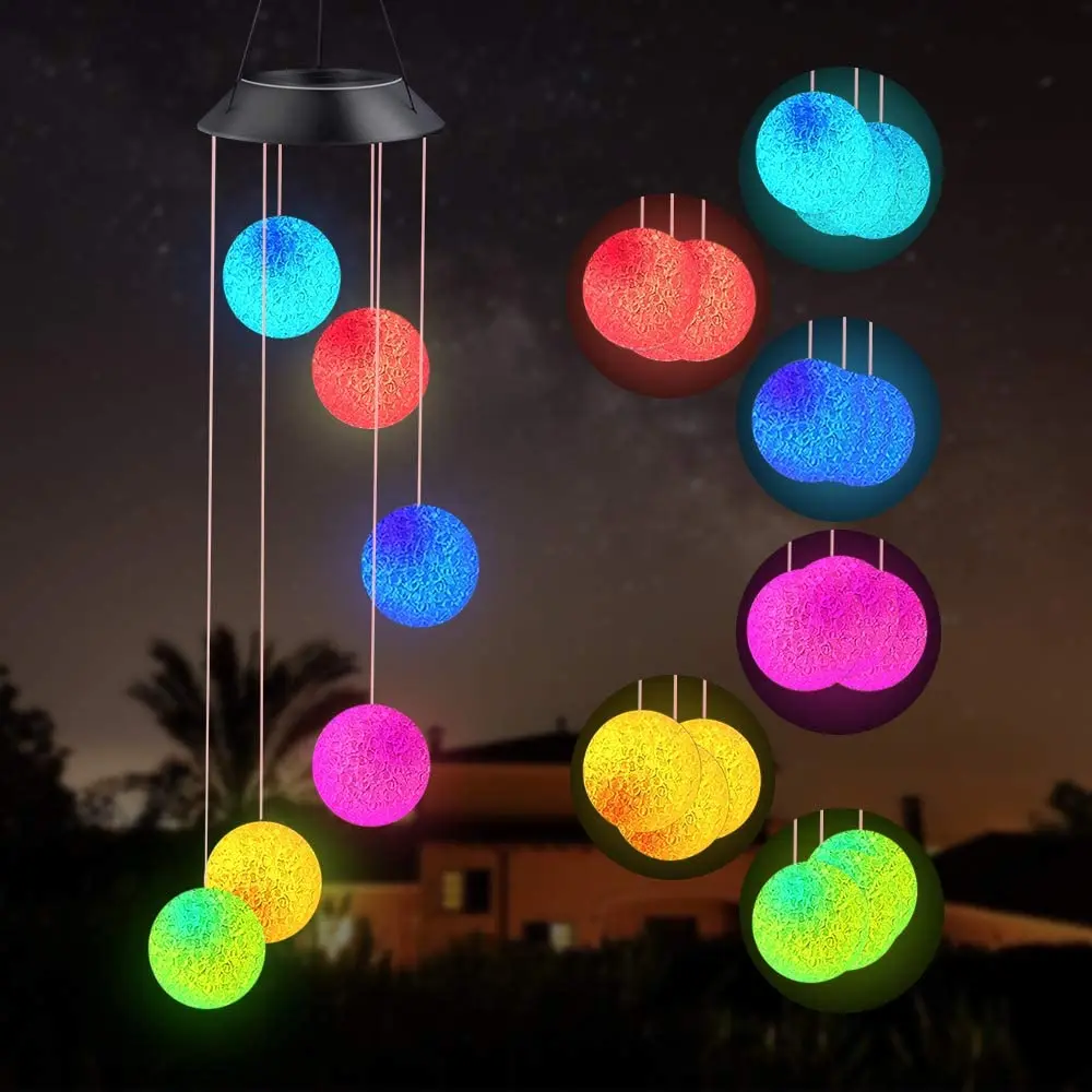 

New Arrival Latest Design Popular Product Led Change Color Solar Powered Wind Chimes, Color changing