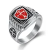 hip hop Men Knights Templar Masonic silver color Stainless Steel Punk Ring Top Quality