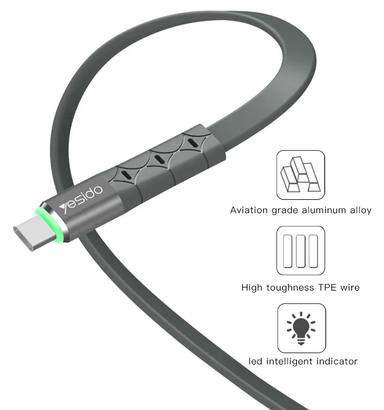 Newest Design TPE Flat Charge Cable Wire 2.4A Charging Usb Data Line Cable For Iphone 11
