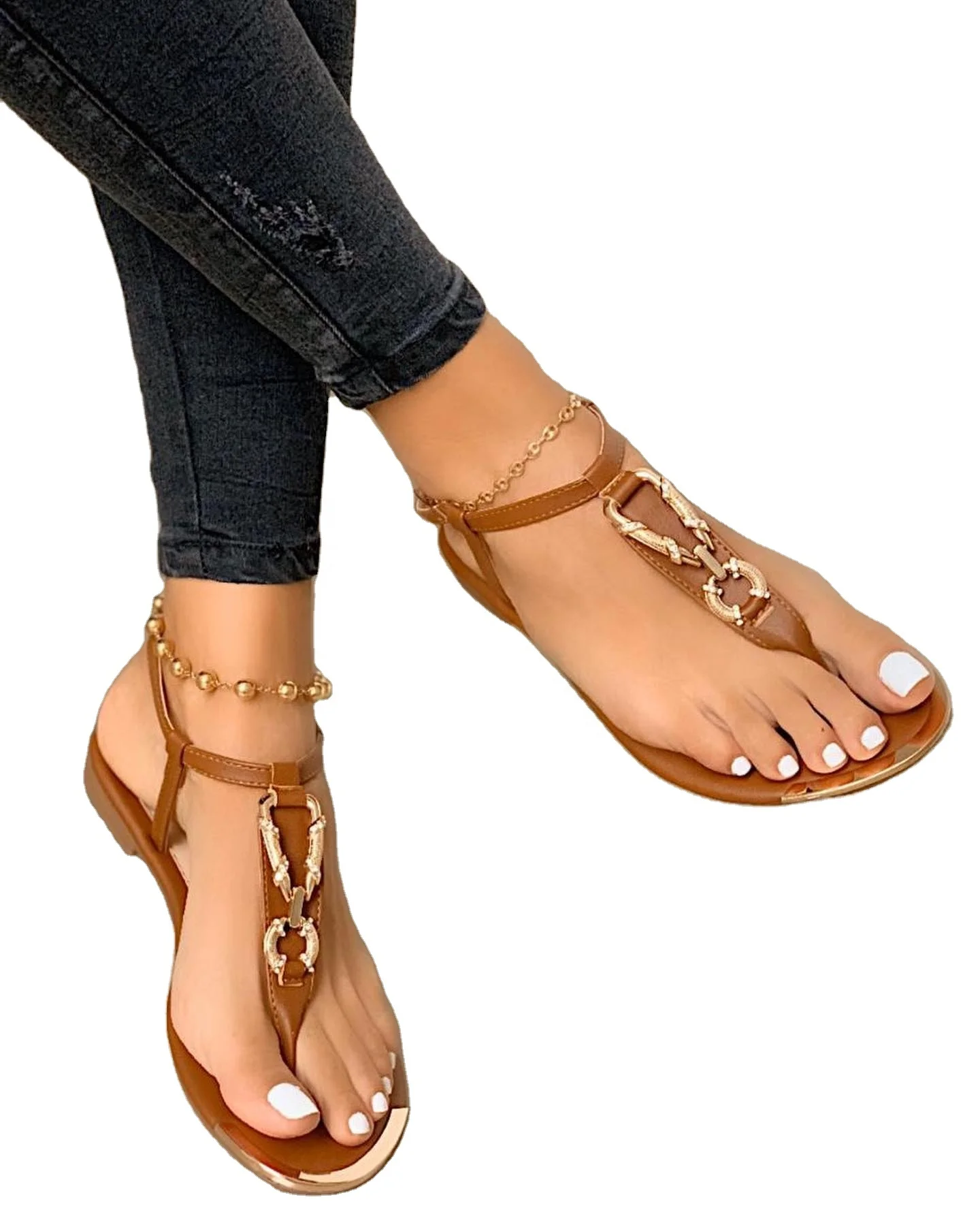 

Women's sandals new products in summer 2021 comfortable flat bottomed women's shoes with toe beach sandals