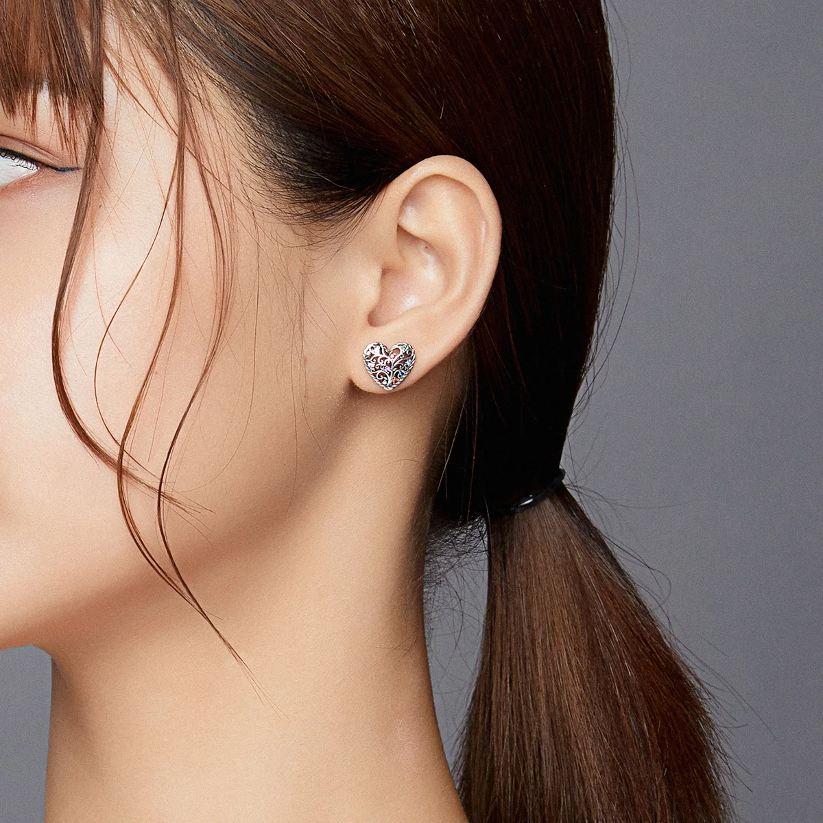 

New Arrival 925 Sterling Silver Heart Shape Colorful Cz Gemstone Trendy Earrings Women