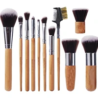 

12+1 Pieces Makeup Brush Set, 12 Pieces Professional Bamboo Handle Foundation Blending Blush Face Liquid Powder Sponge Blender