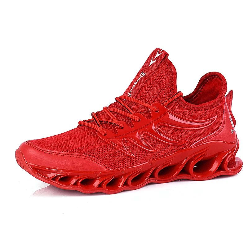 

Low top men's flying knit sports shoes casual fashion men's shoes, Black, white, red