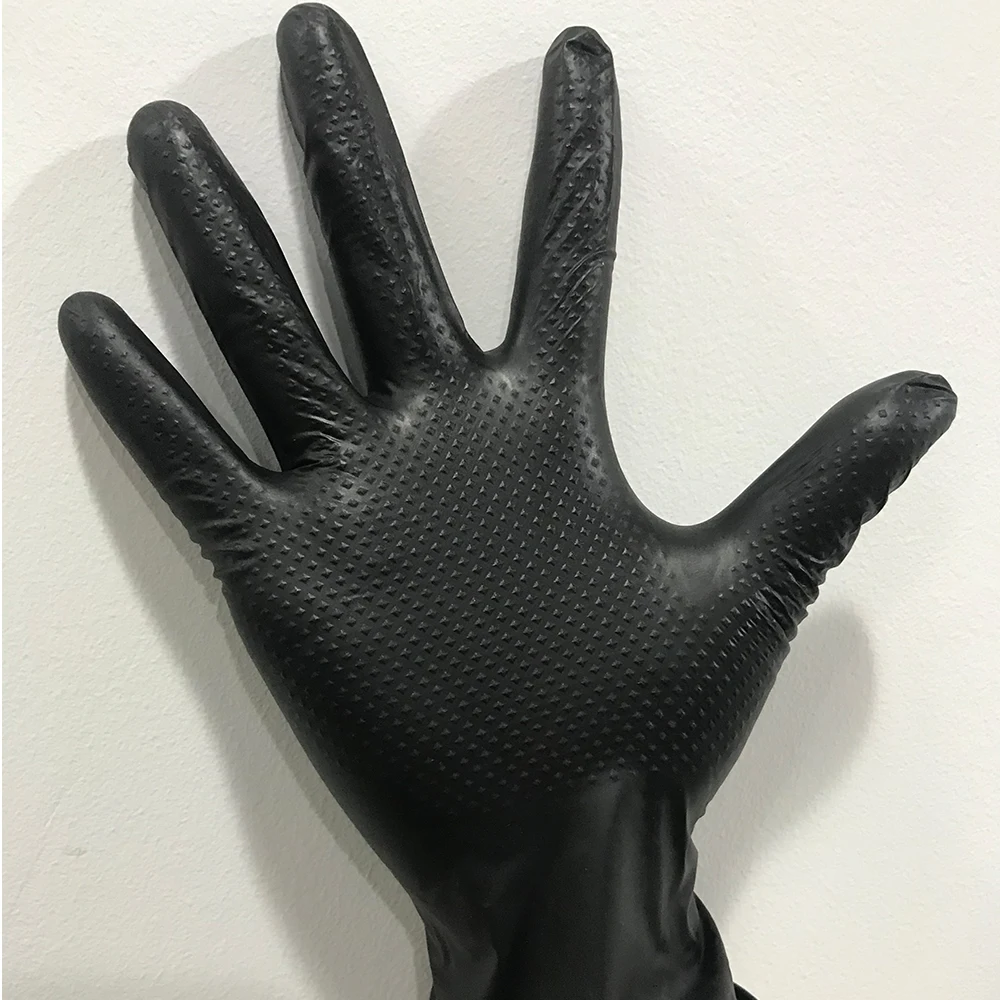 

100 Pcs Nitrile Disposable Guantes Soft Industrial Guantes Thickened diamond pattern black mixed Nitrile Guantes