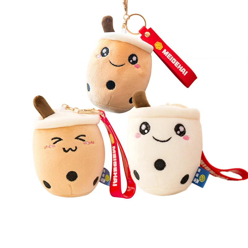 

Wholesale Stuffed Plushie Sweet Gift Cute Soft Milk Tea Sweet Gift Bubble Key Holder Plush Boba Keychain