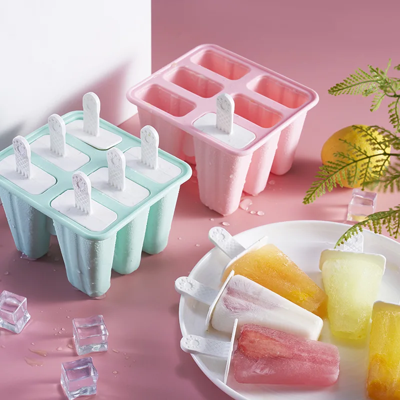 

Amazon Hot 6 Cavity Silicone Popsicle Ice Cream Mold Maker Frozen Pop Lolly Mould Reusable Easy Release BPA Free Approved, Available for panton colores