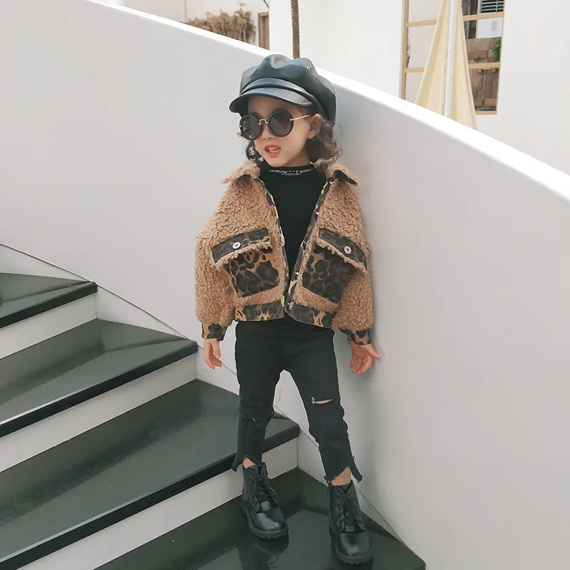 

Baby Girls Leopard Faux Fur Coat 2020 Korean Style for Autumn and Winter Outwear Jacket Kids Toddler Streetwear 2 to 6yrs, As picture