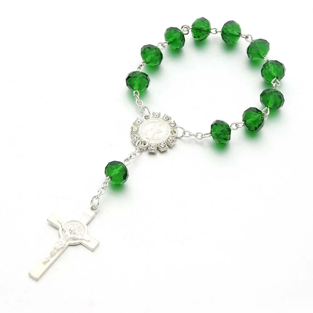 耶稣珠宝水晶珠念珠手链天主教十字架手链