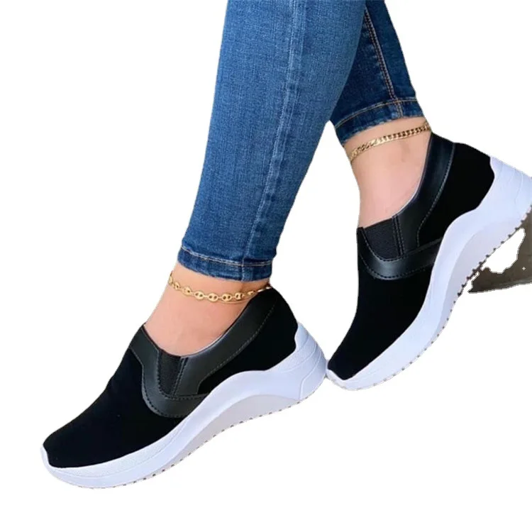 

2021 autumn and winter new large size women's shoes trend fish mouth thick sole shallow mouth casual shoes, Black pink light blue brown