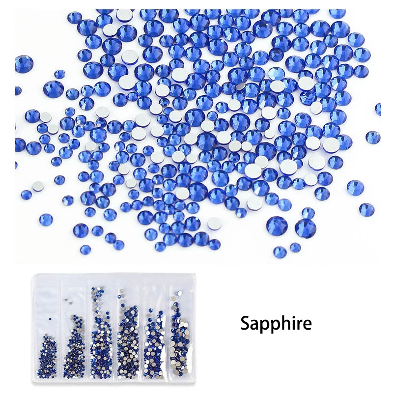 

Yantuo strass Crystal 6 Blanks Mixed Sizes Sapphire Blue Non Hot Fix Flat Back Glass Rhinestone for Crafts DIY