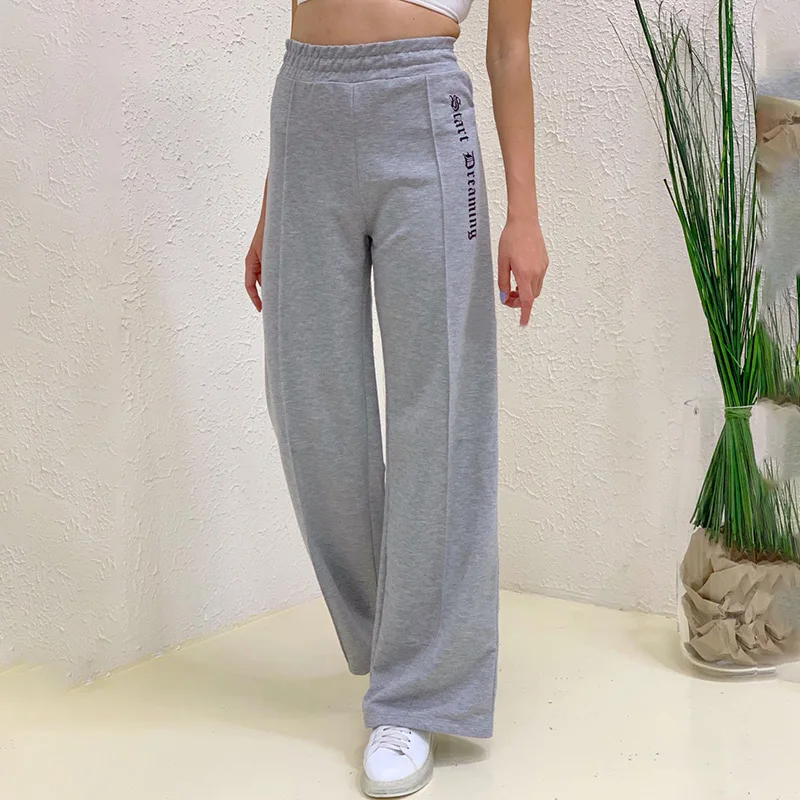 

Wear Sweatpants 2021 New Casual Comfortable Jogger Daily Arrival Spring Autumn Female Wide Leg Pants Loose Ankle-length Pants