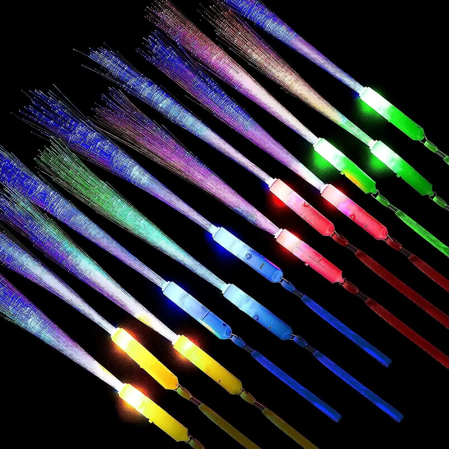 

YSJ Glow Fiber Wands Sticks 3 Modes Colorful LED Flashing Sticks Glow Flashing Wands for Party Favors