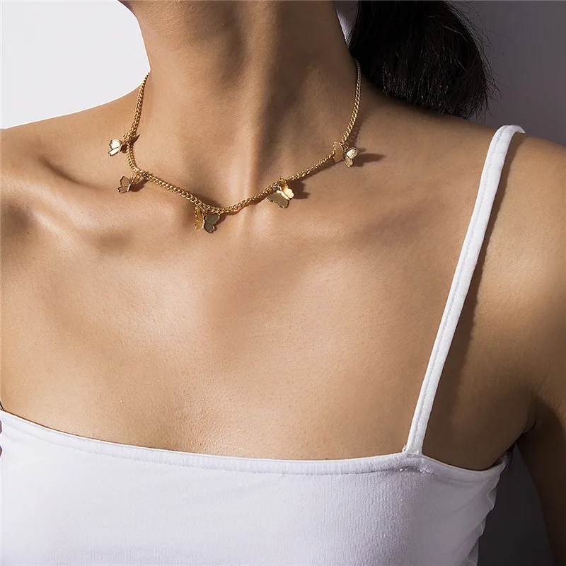 

Hot Sale Gold Plated Stainless Steel Chain Clavicle Choker Custom Women Jewelry Pearl Bow Necklace, Gold color