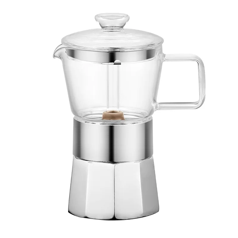

New Design 6 Cups Stove Top Pot Italian Glass Coffee Maker Expresso Moka