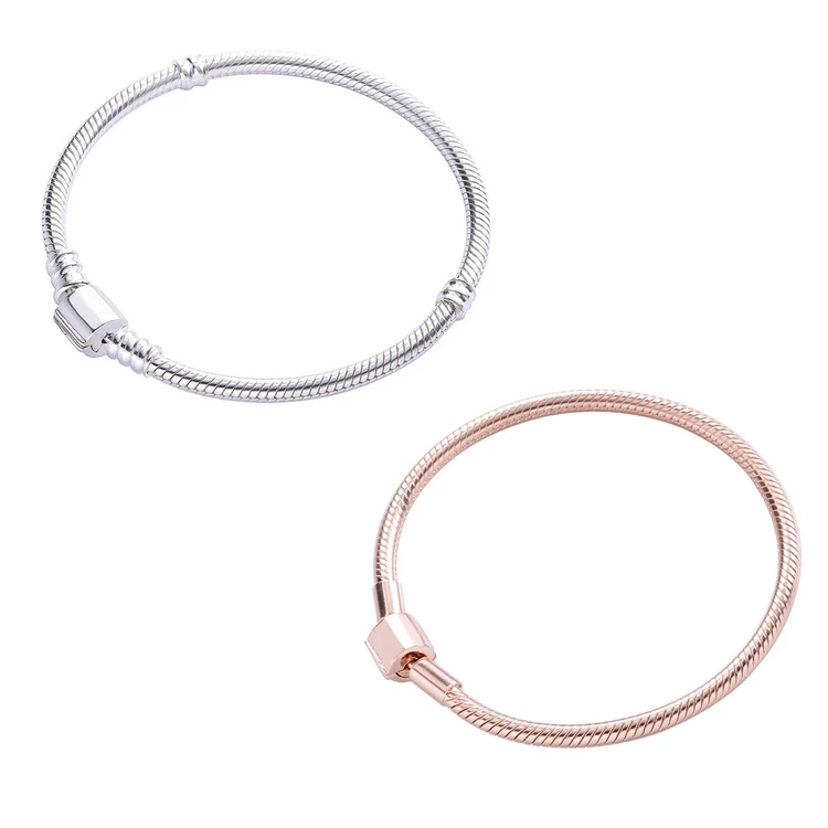 

Fashion jewelry elegant handmade rose gold snake charm bracelet, Silver color