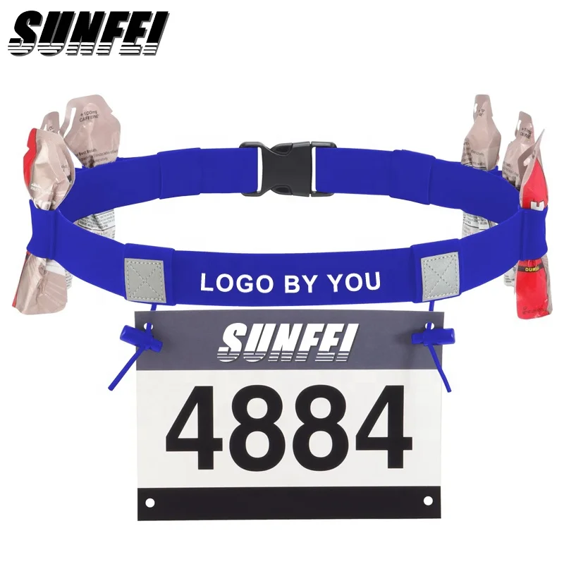 

SunFei Reflective Logo Race Running Marathon Belt adjustable running Waist Belts spandex Multifunctional Holder Belt