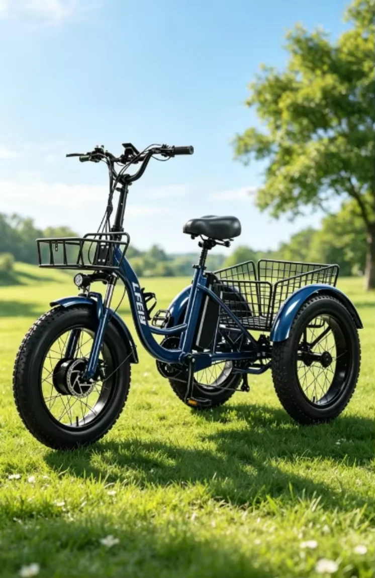 Electric Tricycle for Adult 3 Wheels 500W 48V Fat Tire Electric Cargo Bicycle Ladies Waterproof and Anti-Theft Battery Removable