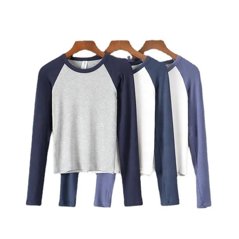 

New Long T-Shirt For Women Autumn Color Matching T-shirt Support Customization