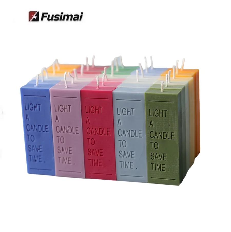 

Fusimai Geometric Stirp Letters Candle Mould 3D Words Rectangle Silicone Candle Molds, Customized color