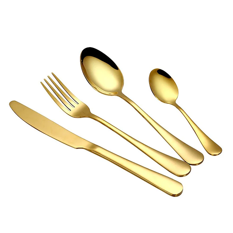 

High Quality Wholesale Gold Flatware Classic 4 Pieces Gold Stainless Steel Cutlery Set, Golden