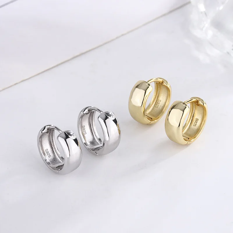 Silver 925 Hoop Earrings Gold Plated Casual Sport Earrings