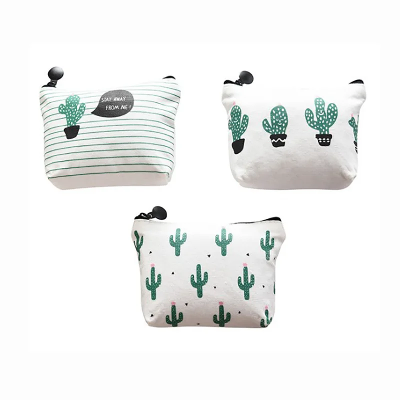

Women Funny Small Zipper Fashion Purse Cactus Canvas Coin Purse Card Holder