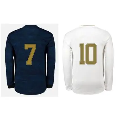 

Free shipping to Madrid football long sleeve shirt 19/20 customized Benzema Hazard long sleeve soccer jersey, White;blue;green