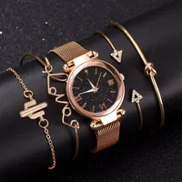 

5pcs Set Luxury Women Watches Magnetic Starry Sky Female Clock Quartz Wristwatch Fashion Ladies Wrist Watch relogio feminino