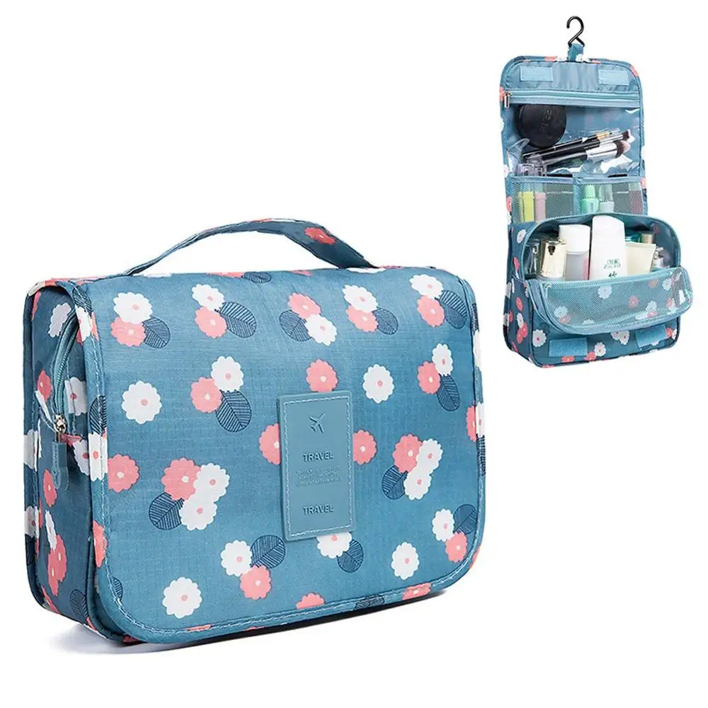 

Waterproof Travel Hanging Organizer Toiletry Makeup Hanging Cosmetic Bag For Women Girls, Blue flowers and others