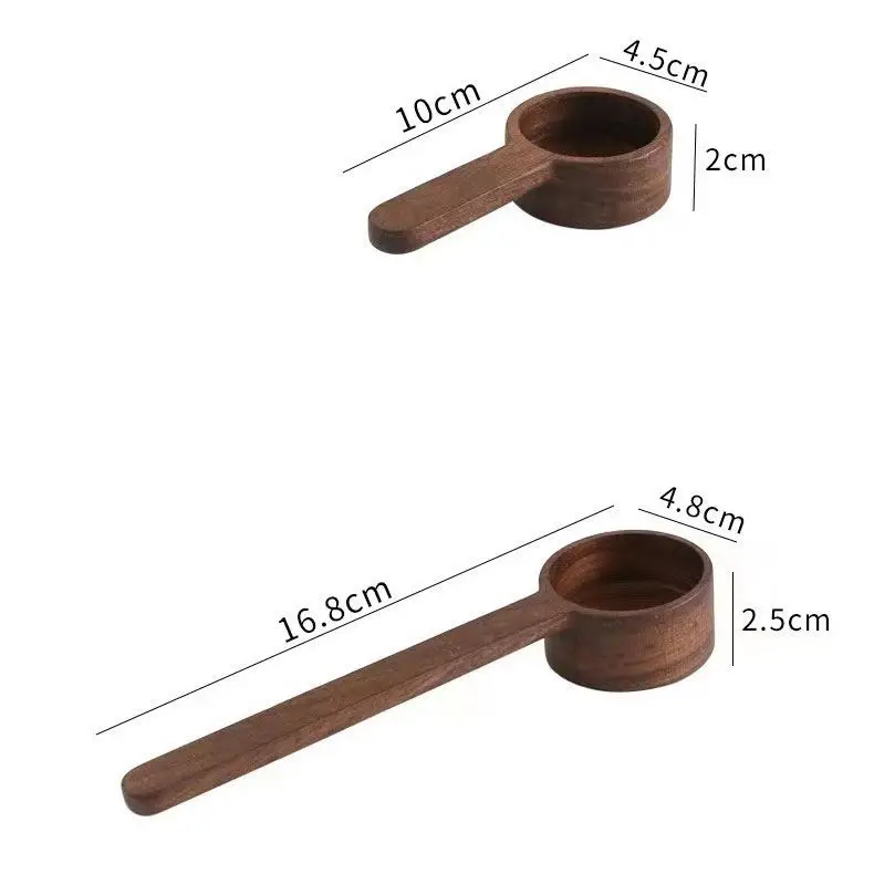 

Long Handle Black Walnut Nature Eco-Friendly Ccompostable Beech Wood Spoon Measuring Spoon Coffee Wooden Scoop, Natural