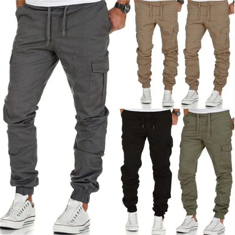 

FREE Shipping New Casual Joggers Pants Solid Color Men Cotton Elastic Long Trousers pantalon Military Army Cargo Pant, Customized color
