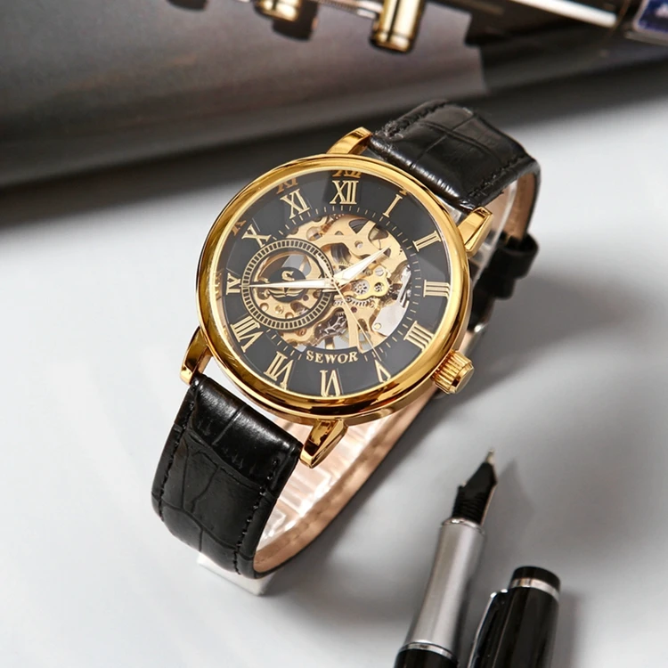 

SEWOR 089-3 best men watches leather strap waterproof design casual chinese mechanical watches