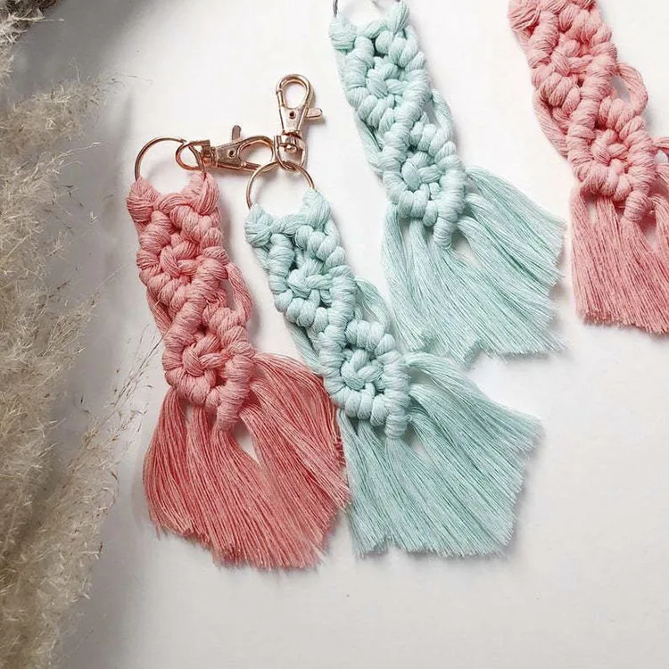 

Mini macrame keychains handcrafted accessories for key exquisite key decors, Customized color